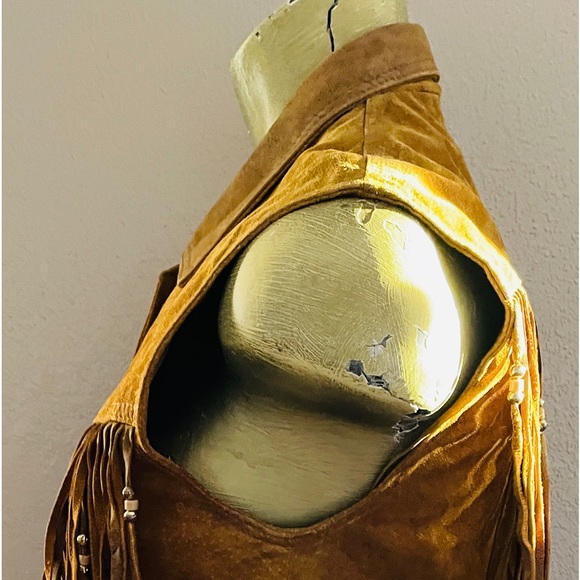 LEATHER RANCH Vintage 80’s SUEDE Western Beaded Leather VEST Size 1 - Picture 13 of 16